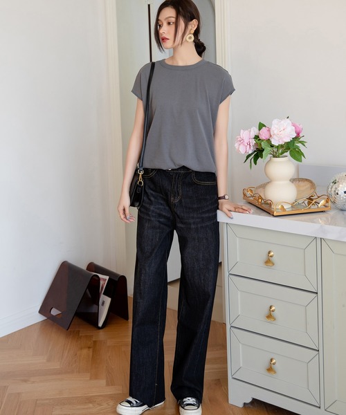 DAY CLOSET(デイ クローゼット)の「【大きいサイズ有】マニッシュ カットオフ ストレート デニムパンツ レディース(デニムパンツ・レディース・ライトブルー/ブラック/アイボリー/ブルー・S/M/L/2XL/XL)」の13枚目の写真