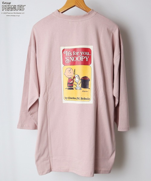 PEANUTS スヌーピー70周年アニバーサリーバックプリント八分袖Tシャツ(Tシャツ PEANUTS スヌーピー70周年アニバーサリーバックプリント八分袖Tシャツ(Tシャツ