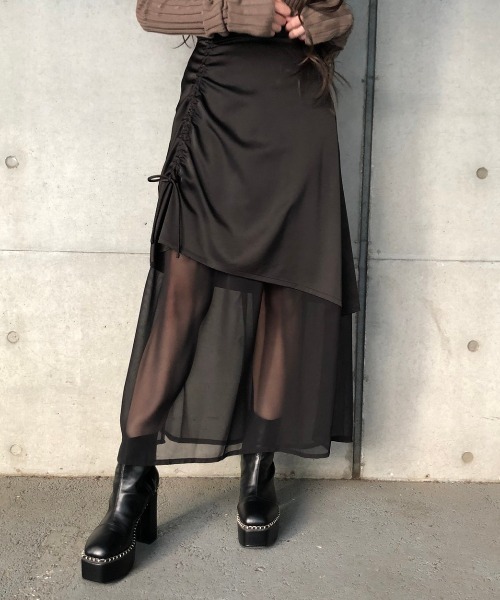 ENVYM(アンビー)の「ドロストコンビSK(スカート・レディース・ブラック/ベージュ・FREE)」の18枚目の写真
