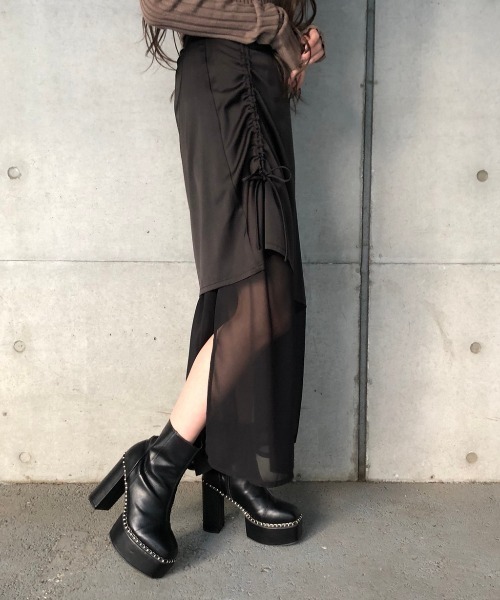 ENVYM(アンビー)の「ドロストコンビSK(スカート・レディース・ブラック/ベージュ・FREE)」の17枚目の写真