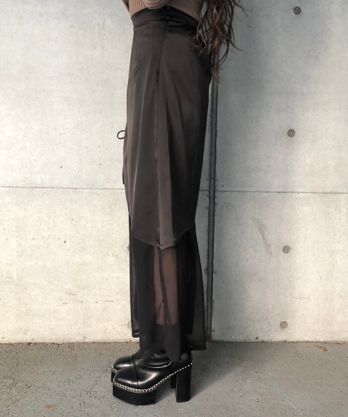 ENVYM(アンビー)の「ドロストコンビSK(スカート・レディース・ブラック/ベージュ・FREE)」の15枚目の写真