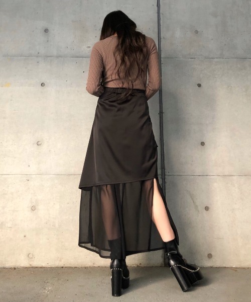 ENVYM(アンビー)の「ドロストコンビSK(スカート・レディース・ブラック/ベージュ・FREE)」の11枚目の写真