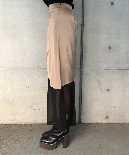 ENVYM(アンビー)の「ドロストコンビSK(スカート・レディース・ブラック/ベージュ・FREE)」の8枚目の写真