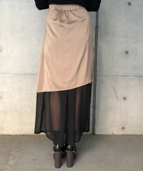 ENVYM(アンビー)の「ドロストコンビSK(スカート・レディース・ブラック/ベージュ・FREE)」の7枚目の写真