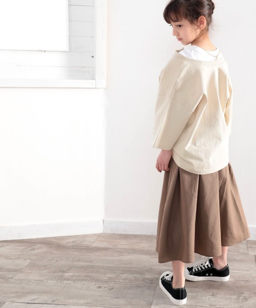 classicalelf(クラシカルエルフ)の「キッズ 綿100%しっかり生地。2way楽しめる5分袖カーディガン(Tシャツ/カットソー・キッズ・ホワイト/ブラック/ナチュラル・130/140/150/160)」の18枚目の写真