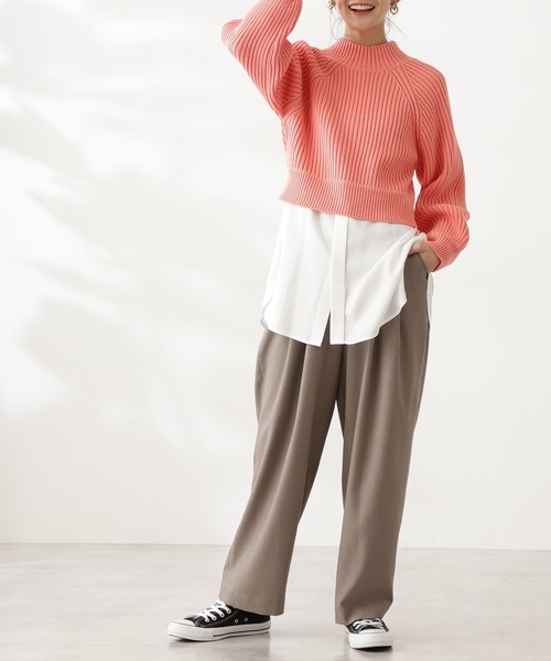 N.(N. Natural Beauty Basic)(エヌエヌナチュラルビューティーベーシック)の「2タックハイウエストパンツ(その他パンツ・レディース・ピンク/ブルー/ベージュ・MEDIUM)」の1枚目の写真