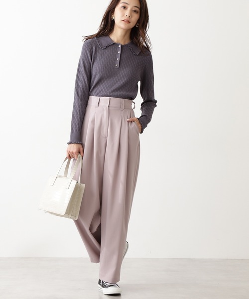 N.(N. Natural Beauty Basic)(エヌエヌナチュラルビューティーベーシック)の「2タックハイウエストパンツ(その他パンツ・レディース・ピンク/ブルー/ベージュ・MEDIUM)」の3枚目の写真