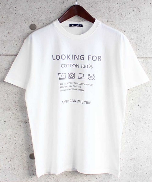 SHISKY(シスキー)の「プリント半袖Tシャツ カットソー(Tシャツ/カットソー・メンズ・モカ/ベージュ系/オフホワイト/オレンジ/ラベンダー/ホワイト系/ベージュ/ブラック/チャコール/ミント・M/L/XL)」の2枚目の写真