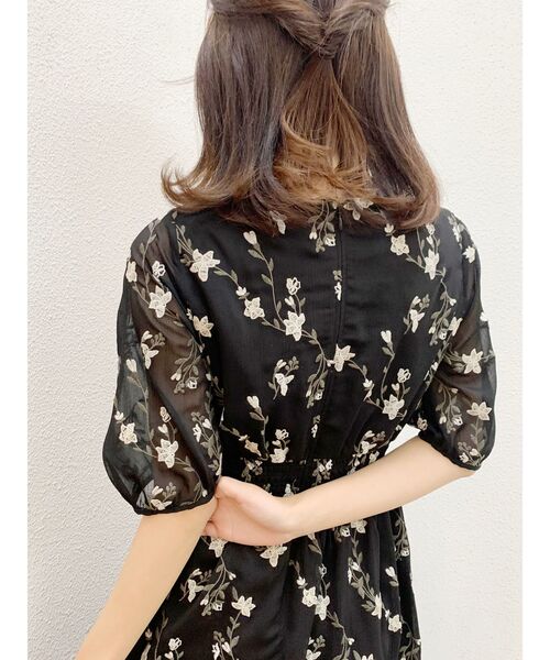 MERCURYDUO（マーキュリーデュオ）の「楊柳刺繍シャーリングワンピース（ワンピース・レディース・ブラック/ベージュ・SMALL/MEDIUM）」の10枚目の写真