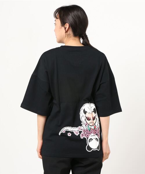 tシャツ HIPANDA ハイパンダ レディース 歌舞伎プリント ビッグシルエット 半袖Tシャツ レディース HIPANDA ハイパンダ レディース 歌舞伎プリント ビッグ