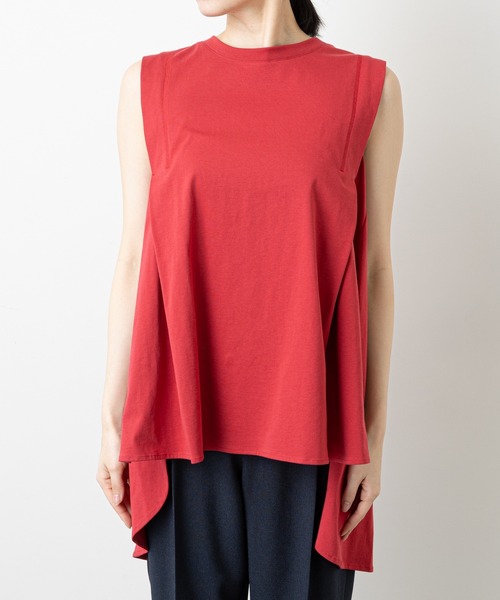 GALLARDAGALANTE（ガリャルダガランテ）の「タックフレアカットソー（Tシャツ/カットソー・レディース・チャコールグレー/パープル/ブラウン/ホワイト/レッド/グリーン/ブラック・FREE）」の9枚目の写真