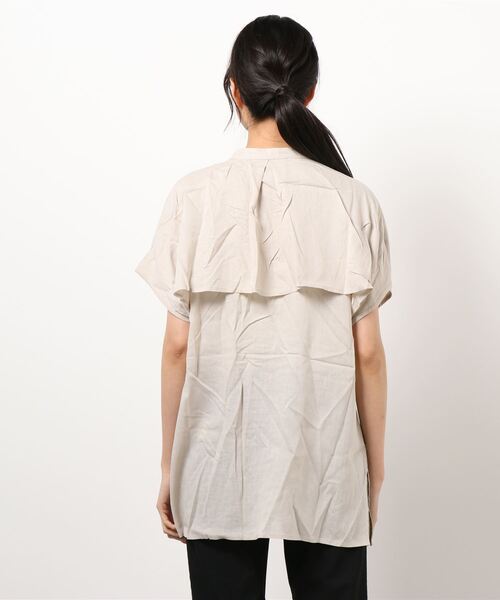 INTERPLANET（インタープラネット）の「麻混アンブレラヨークフレンチシャツ（シャツ/ブラウス・レディース・ブラック/オフホワイト/アイボリー・FREE）」の5枚目の写真