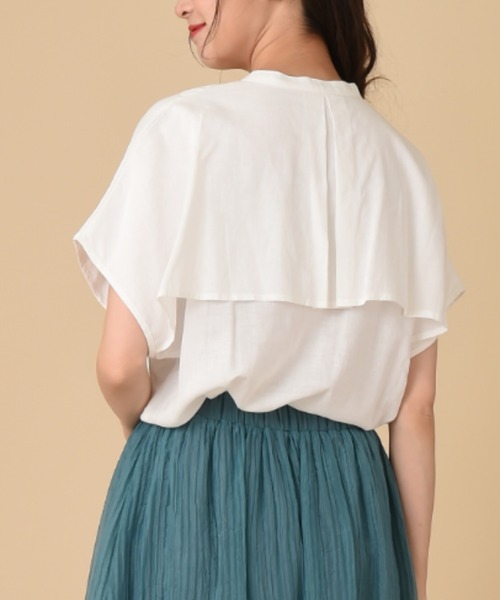 INTERPLANET（インタープラネット）の「麻混アンブレラヨークフレンチシャツ（シャツ/ブラウス・レディース・ブラック/オフホワイト/アイボリー・FREE）」の8枚目の写真