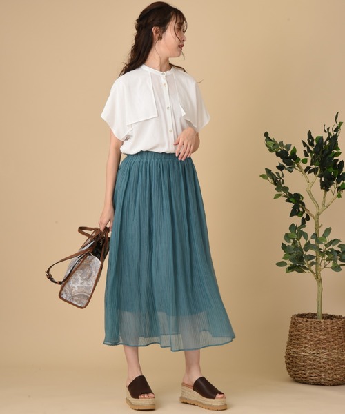 INTERPLANET（インタープラネット）の「麻混アンブレラヨークフレンチシャツ（シャツ/ブラウス・レディース・ブラック/オフホワイト/アイボリー・FREE）」の9枚目の写真