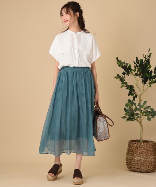 INTERPLANET（インタープラネット）の「麻混アンブレラヨークフレンチシャツ（シャツ/ブラウス・レディース・ブラック/オフホワイト/アイボリー・FREE）」の10枚目の写真