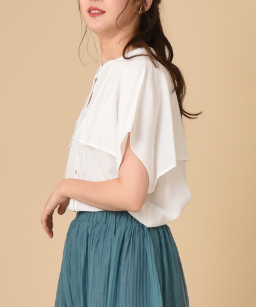 INTERPLANET（インタープラネット）の「麻混アンブレラヨークフレンチシャツ（シャツ/ブラウス・レディース・ブラック/オフホワイト/アイボリー・FREE）」の7枚目の写真