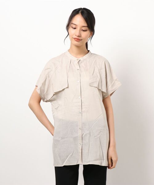 INTERPLANET（インタープラネット）の「麻混アンブレラヨークフレンチシャツ（シャツ/ブラウス・レディース・ブラック/オフホワイト/アイボリー・FREE）」の13枚目の写真