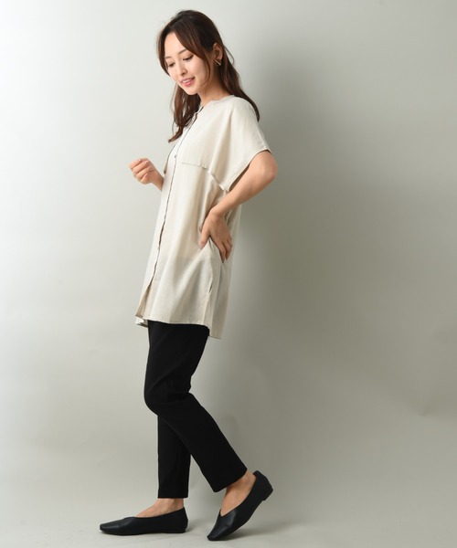 INTERPLANET（インタープラネット）の「麻混アンブレラヨークフレンチシャツ（シャツ/ブラウス・レディース・ブラック/オフホワイト/アイボリー・FREE）」の17枚目の写真