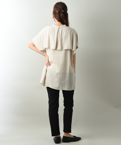 INTERPLANET（インタープラネット）の「麻混アンブレラヨークフレンチシャツ（シャツ/ブラウス・レディース・ブラック/オフホワイト/アイボリー・FREE）」の18枚目の写真