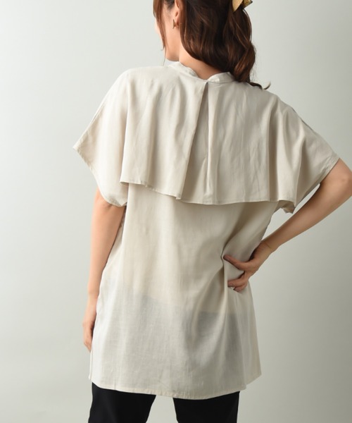 INTERPLANET（インタープラネット）の「麻混アンブレラヨークフレンチシャツ（シャツ/ブラウス・レディース・ブラック/オフホワイト/アイボリー・FREE）」の15枚目の写真