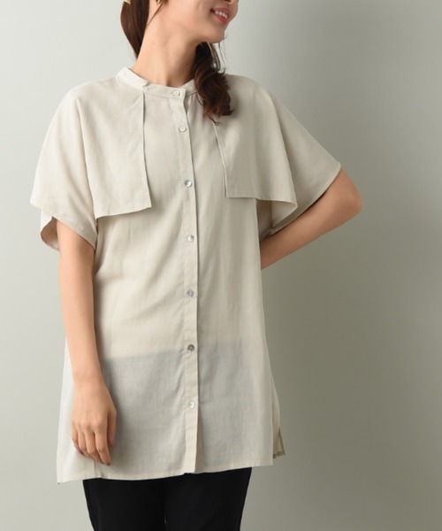 INTERPLANET（インタープラネット）の「麻混アンブレラヨークフレンチシャツ（シャツ/ブラウス・レディース・ブラック/オフホワイト/アイボリー・FREE）」の14枚目の写真