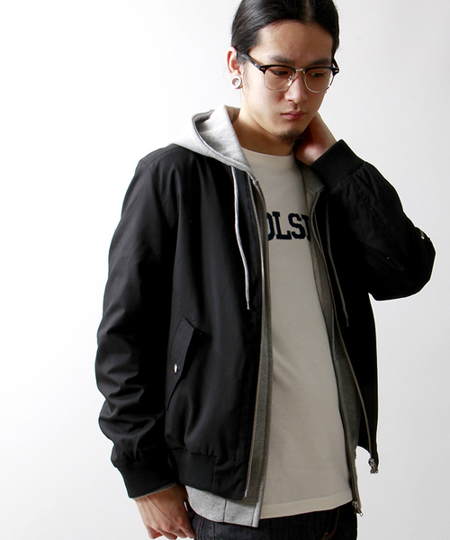 WEGO（ウィゴー）の「WEGO/MA-1ジャケット（ミリタリージャケット・メンズ・ブラック/カーキ/その他1・MEDIUM/LARGE）」の2枚目の写真