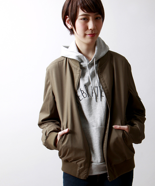 WEGO（ウィゴー）の「WEGO/MA-1ジャケット（ミリタリージャケット・メンズ・ブラック/カーキ/その他1・MEDIUM/LARGE）」の16枚目の写真