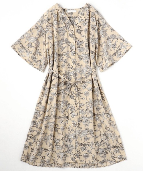 NICOLE white（ニコルホワイト）の「ボタニカル柄ワンピース（ワンピース・レディース・ブラック/ブラウン/ベージュ・FREE）」の4枚目の写真