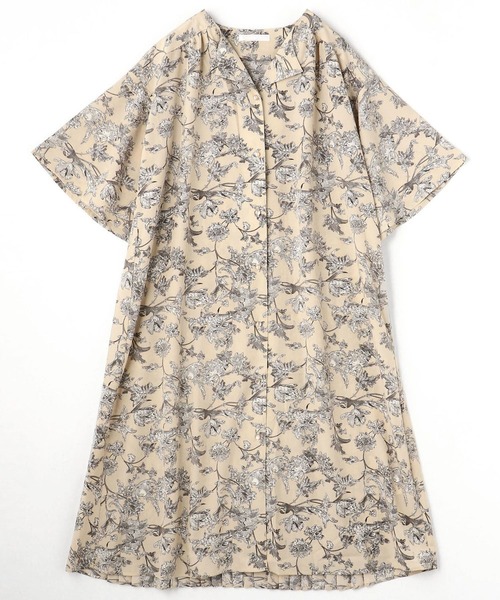 NICOLE white（ニコルホワイト）の「ボタニカル柄ワンピース（ワンピース・レディース・ブラック/ブラウン/ベージュ・FREE）」の7枚目の写真