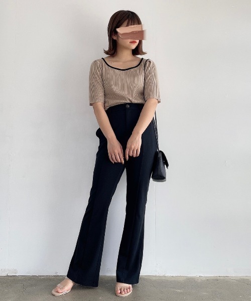 archives(アルシーヴ)の「【web限定item】配色パイピングリブプルオーバー(ニット/セーター・レディース・ホワイト/オフホワイト/ブラック/ベージュ/グリーン系その他・MEDIUM)」の4枚目の写真