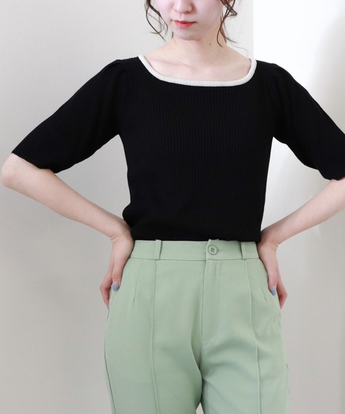 archives(アルシーヴ)の「【web限定item】配色パイピングリブプルオーバー(ニット/セーター・レディース・ホワイト/オフホワイト/ブラック/ベージュ/グリーン系その他・MEDIUM)」の19枚目の写真