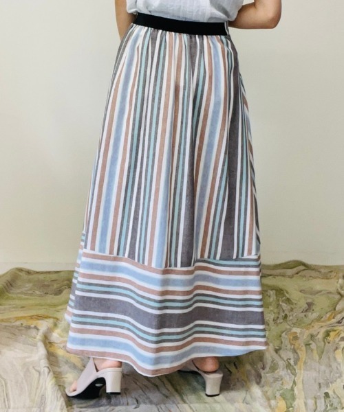 DOLLUPOOPS（ドールアップウップス）の「マルチストライプスカート（スカート・レディース・ブラウン系その他/ブルー系その他/ピンク系その他・38）」の6枚目の写真