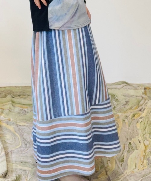 DOLLUPOOPS（ドールアップウップス）の「マルチストライプスカート（スカート・レディース・ブラウン系その他/ブルー系その他/ピンク系その他・38）」の10枚目の写真