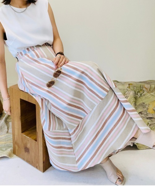 DOLLUPOOPS（ドールアップウップス）の「マルチストライプスカート（スカート・レディース・ブラウン系その他/ブルー系その他/ピンク系その他・38）」の5枚目の写真
