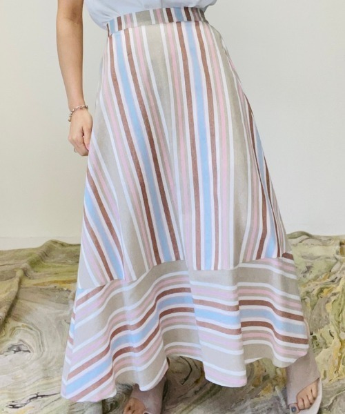 DOLLUPOOPS（ドールアップウップス）の「マルチストライプスカート（スカート・レディース・ブラウン系その他/ブルー系その他/ピンク系その他・38）」の4枚目の写真