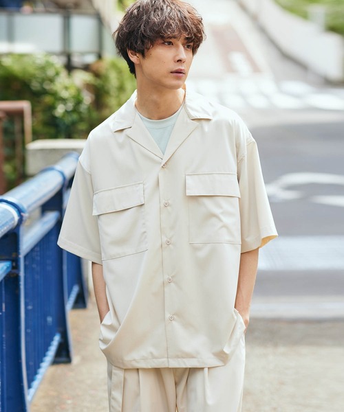 KGFR（カガフリ）の「直営店・WEB限定 KGFR(カガフリ)オーバーサイズオープンカラーシャツ（シャツ/ブラウス・メンズ・ブラック/ライトグレー/ベージュ/ライトグリーン・L/S/M）」の5枚目の写真