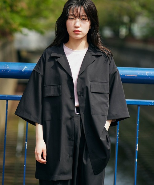 KGFR（カガフリ）の「直営店・WEB限定 KGFR(カガフリ)オーバーサイズオープンカラーシャツ（シャツ/ブラウス・メンズ・ブラック/ライトグレー/ベージュ/ライトグリーン・L/S/M）」の13枚目の写真