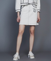 ホワイトデニム+ペイントスカート