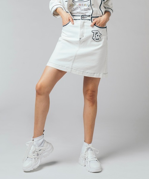 DOUBLE STANDARD CLOTHING（ダブルスタンダードクロージング）の「ホワイトデニム＋ペイントスカート（デニムスカート・レディース・オフホワイト・38/36）」の2枚目の写真