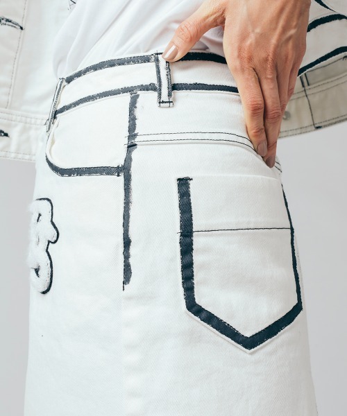 DOUBLE STANDARD CLOTHING（ダブルスタンダードクロージング）の「ホワイトデニム＋ペイントスカート（デニムスカート・レディース・オフホワイト・38/36）」の6枚目の写真