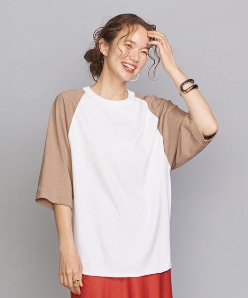 AMERICANA（アメリカーナ）の「＜Americana（アメリカーナ）＞ベースボールTシャツ（Tシャツ/カットソー・レディース・ベージュ/ライム/ホワイト・FREE）」の7枚目の写真