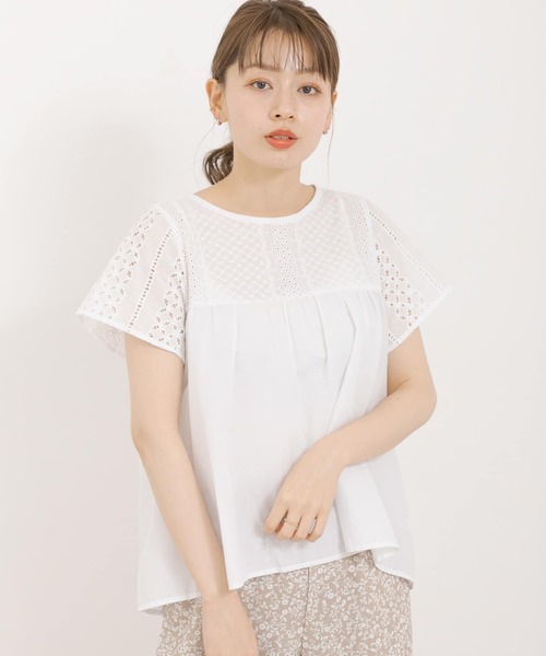 URBAN RESEARCH Sonny Label(アーバンリサーチサニーレーベル)の「レース切替ブラウス(シャツ/ブラウス・レディース・オフホワイト/ブラック/ブラウン・FREE)」の1枚目の写真