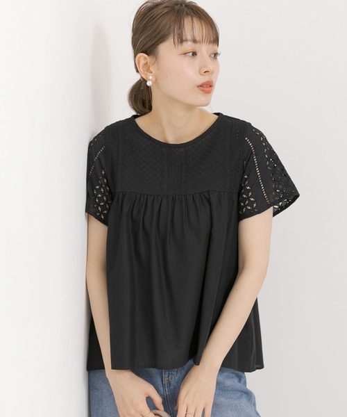 URBAN RESEARCH Sonny Label(アーバンリサーチサニーレーベル)の「レース切替ブラウス(シャツ/ブラウス・レディース・オフホワイト/ブラック/ブラウン・FREE)」の2枚目の写真