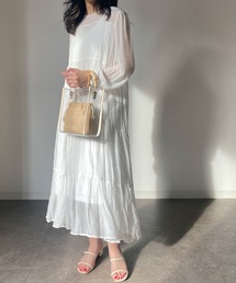 クリンクル加工シアーワンピース