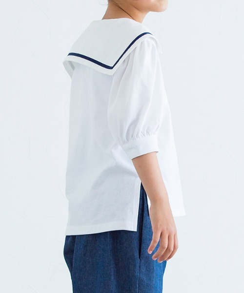 lulpini（ルルピー二）の「kids セーラーカラーTシャツ（Tシャツ/カットソー・キッズ・オフホワイト/サックスブルー・S/M/L）」の17枚目の写真