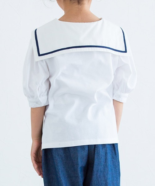 lulpini（ルルピー二）の「kids セーラーカラーTシャツ（Tシャツ/カットソー・キッズ・オフホワイト/サックスブルー・S/M/L）」の12枚目の写真