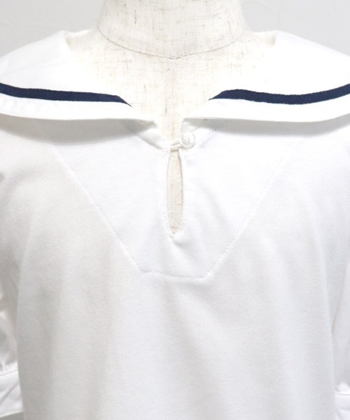 lulpini（ルルピー二）の「kids セーラーカラーTシャツ（Tシャツ/カットソー・キッズ・オフホワイト/サックスブルー・S/M/L）」の10枚目の写真