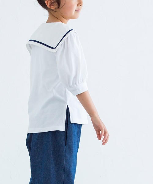 lulpini（ルルピー二）の「kids セーラーカラーTシャツ（Tシャツ/カットソー・キッズ・オフホワイト/サックスブルー・S/M/L）」の18枚目の写真
