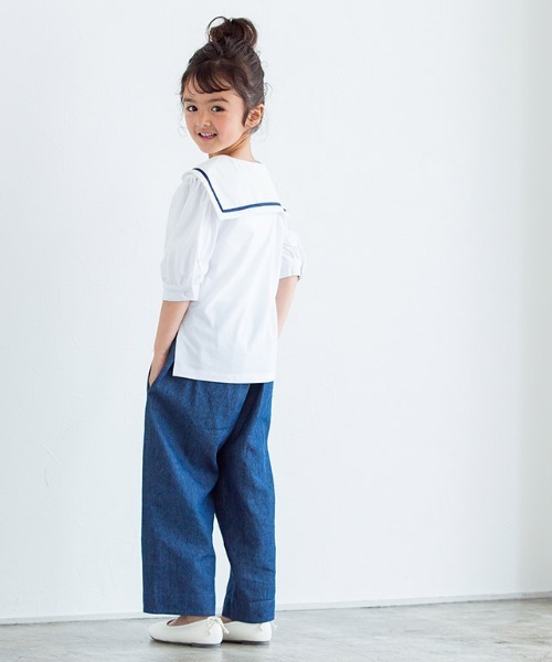 lulpini（ルルピー二）の「kids セーラーカラーTシャツ（Tシャツ/カットソー・キッズ・オフホワイト/サックスブルー・S/M/L）」の16枚目の写真