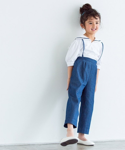 lulpini（ルルピー二）の「kids セーラーカラーTシャツ（Tシャツ/カットソー・キッズ・オフホワイト/サックスブルー・S/M/L）」の11枚目の写真